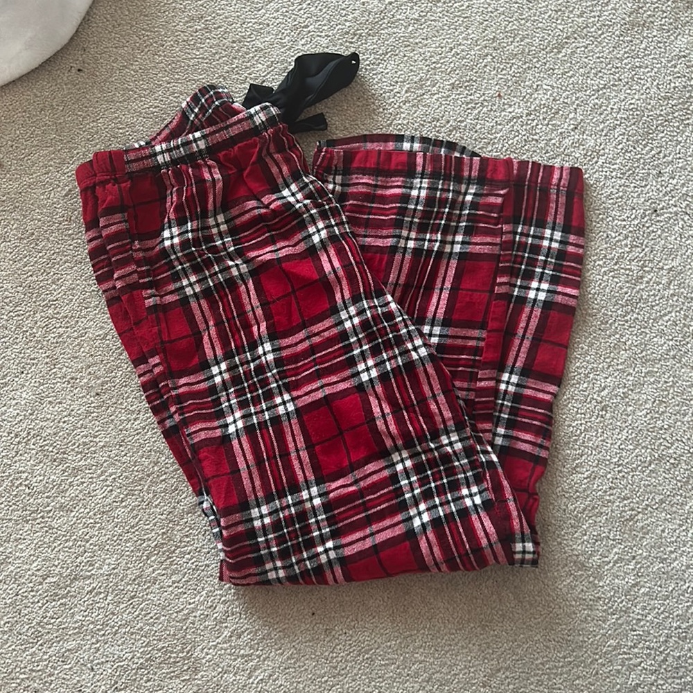red and black plad pj pants